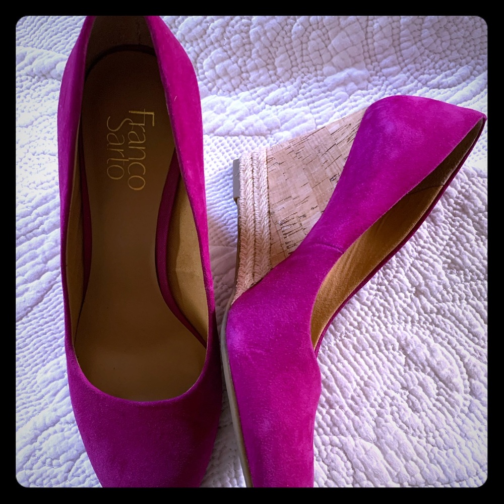 Hot pink Franco Sarto wedge heels